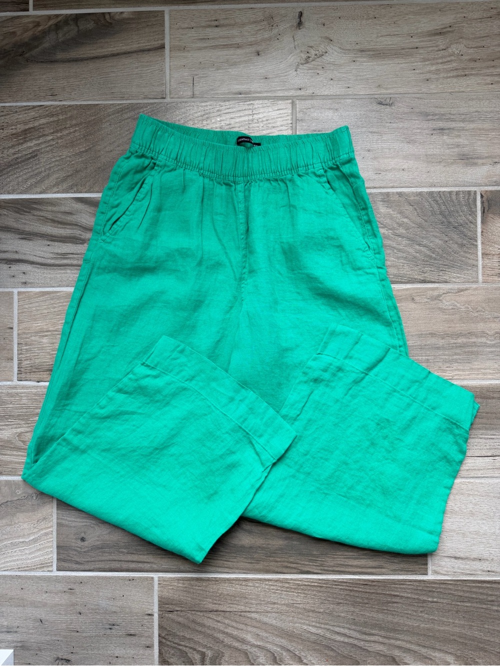 Tahari Essentials 100% Linen Pants bold green tagged size womens medium